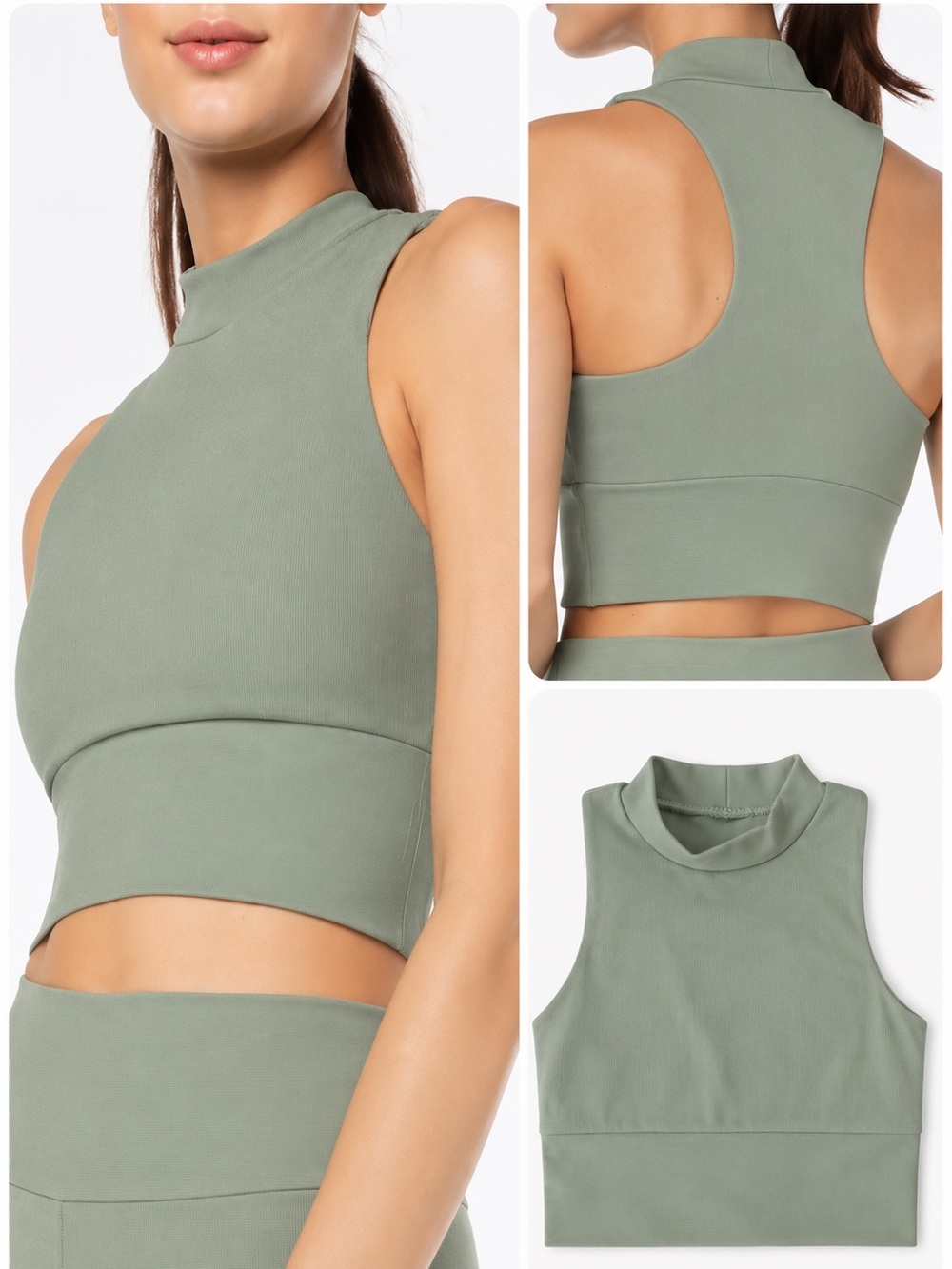Kyodan Griffintown Ribbed Sports Bra Wear Mock Neck racerback lined stretch S